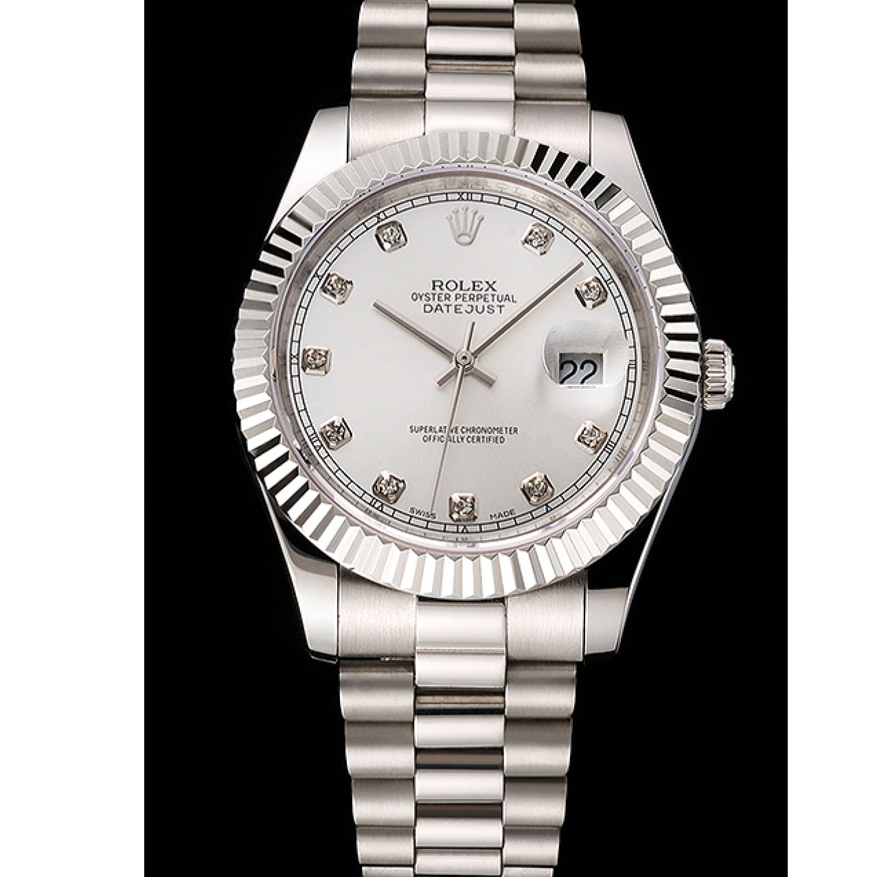 Aaa replica watch Silver Steel Stainless Rolex Case Swiss And Datejust Dial Bracelet 0514